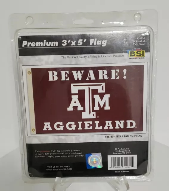 Texas A&M Aggies 3 x 5 ft. Flag BSI Products # 35730 BEWARE ATM AGGIELAND New