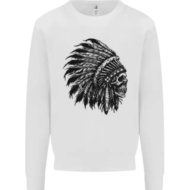 Indian Skull Headdress Biker Motorbike Kids Sweatshirt Jumper