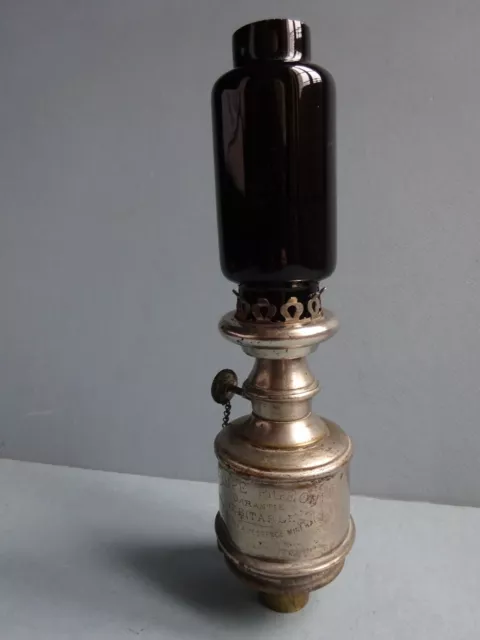 Ancienne LAMPE à Essence PIGEON N°8 + Rare LANTERNE PHOTO Verre Inactinique N°37