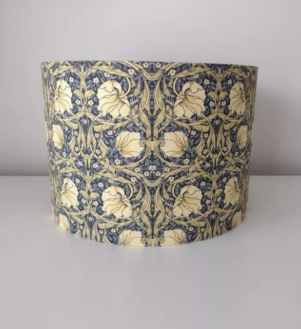 William Morris Pimpernel Blue Cream Fabric Lamp Or Pendant Shade Metallic Lining