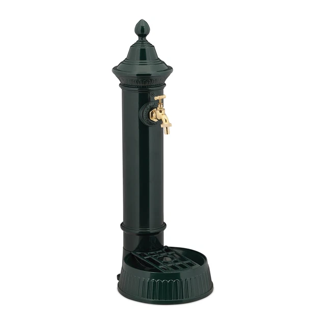 Relaxdays Fontaine extérieure pour Le Jardin ou la terrasse, Robinet, bac, H x L x P : 93 x 47 x 38 cm, Blanche