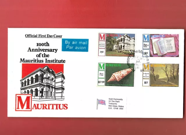Cent.mauritius Institute,Airmail Official First Daycover To Uk.1 Oct1980Rare