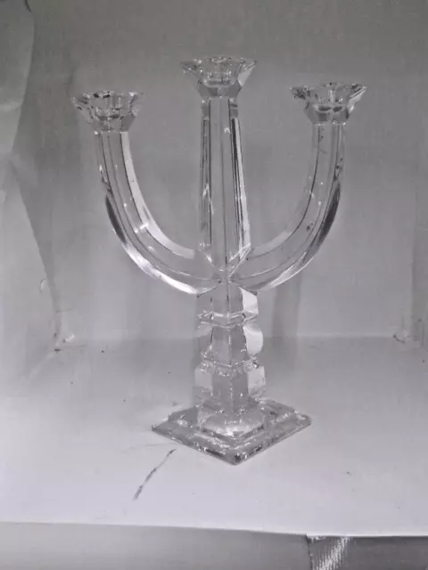 Vintage Towle Austrian Lead Crystal 3 Arm Candelabra Candle Stick Holder