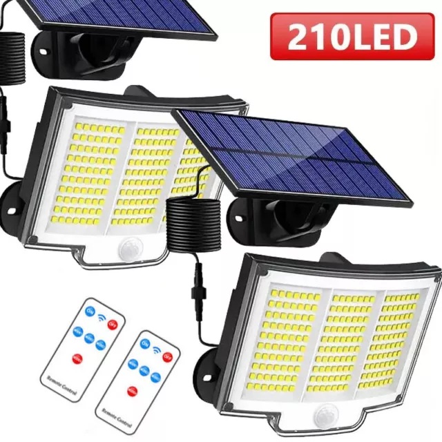 2PCS LED Solar PIR Motion Sensor Wall Light Panel Powered Lamp Outdoor Garden UK