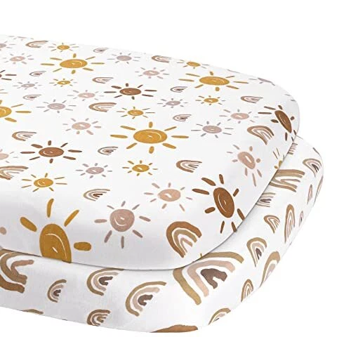Bassinet Sheet Fitted for Baby Boy and Girl, Jersey Knit Cotton for Natural