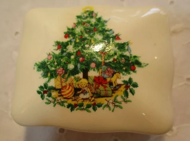 Vintage Royal Worcester Spode Small Trinket Box Christmas Tree Palissy England