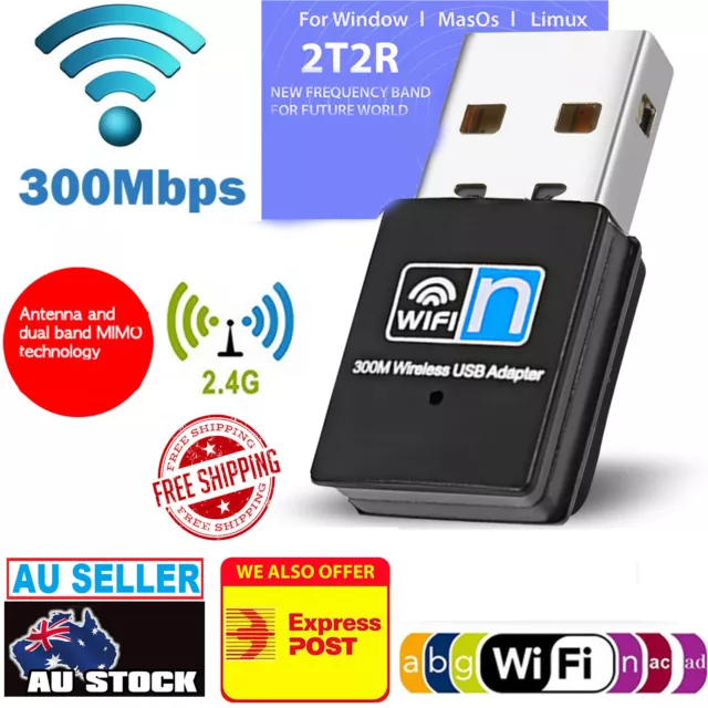 Dual Band 300Mbps USB WiFi Wireless Dongle AC600 Lan Network Adapter 2.4GHz 5GHz