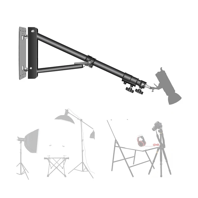 Brazo de pluma triangular de montaje en pared para luz de anillo, soporte 180° rotación flexible...