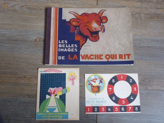 ANCIEN ALBUM VACHE qui rit et jeux a decouper en carton publicitaire