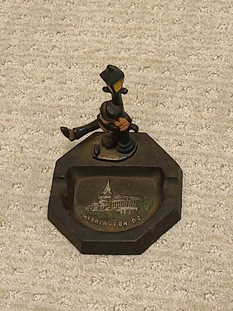 Cast iron Washington D.C. Ashtray with drunk hanging on lamp post