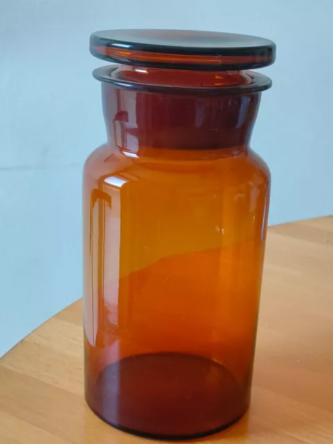 ANTICO VASO CONTENITORE  Laboratorio Farmacia in vetro ambrato con tappo