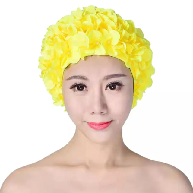 Women Peal Floral Swim Cap Petal Retro Swimming Bathing Hat Flower Bath Cap