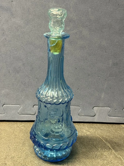 Joli Bouchon Ancien En Verre Bleu – Pour Carafe, Flacon – Style Saint Louis – Objet Déco Vintage