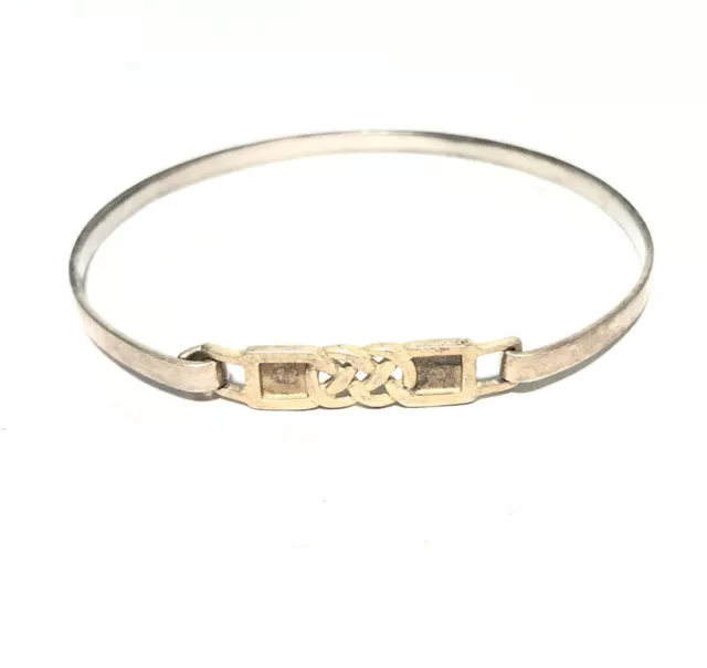 Sterling Silver Celtic Knot Cuff Bracelet- 2 3/8” Latch Bangle- 6.6g .925. Irizh