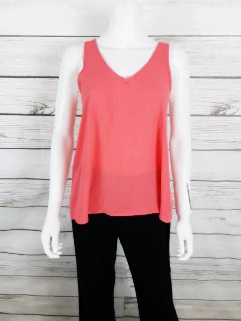 Everly Womens Sleeveless Tunic Size S Coral Pink Cutout Back Bow Accent Top