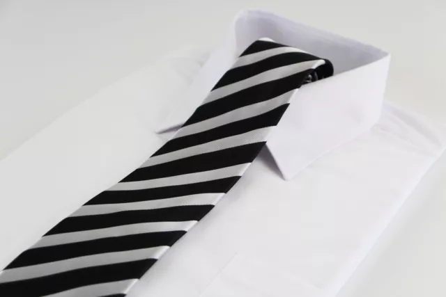 MENS BLACK & Grey Striped Patterned 8cm Neck Tie $8.92 - PicClick