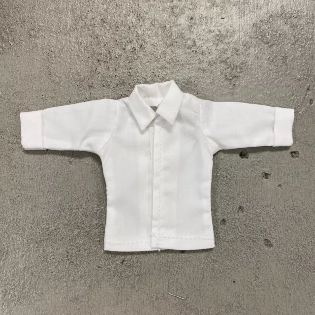 SU-RSV-SHT-WHT: White Dress Shirt w/ roll-up sleeve for 6" Mezco Nota slim body