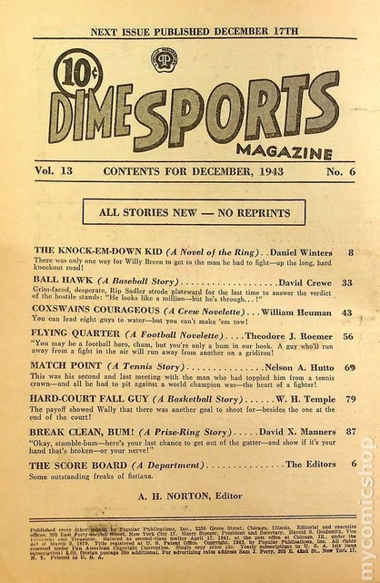 Dime Sports Magazine Pulp Dec 1943 Vol. 13 #6 GD/VG 3.0 3