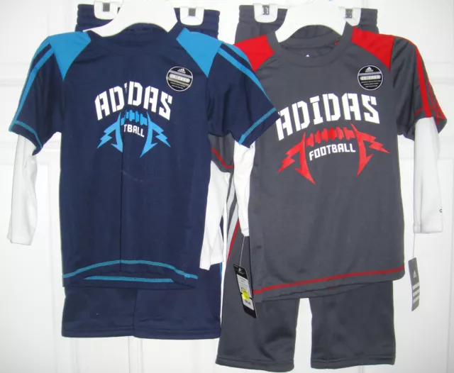 ADIDAS NWT Boys2PC Top Shirt Football Pant Logo Blue Red 2 2T 3 3T 4 4T 5 6 7 7X