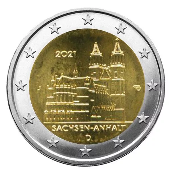 2 EURO COMMEMORATIVE 2021 : ALLEMAGNE (Cathédrale de Sachsen-Anhalt) atelier J