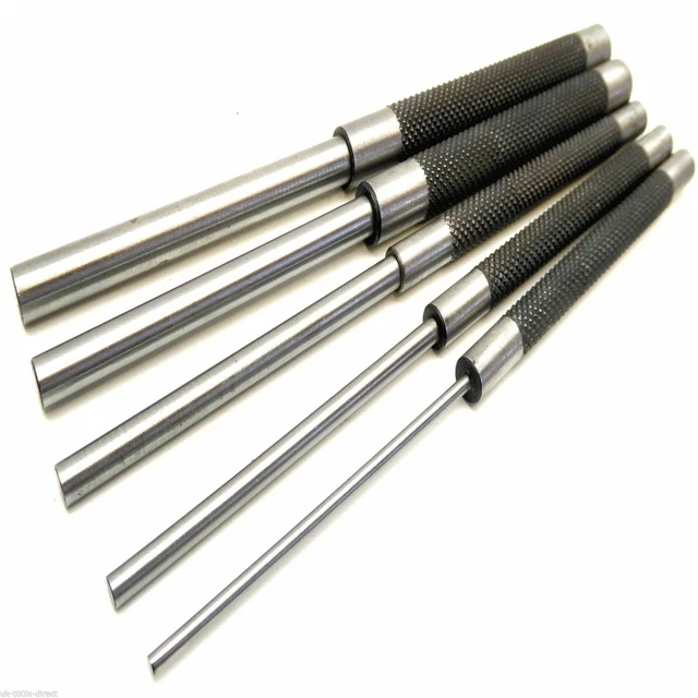 LONG STEEL 8& PARALLEL PIN PUNCH SET FLAT CENTRE 3mm - 9mm ROLL NAIL ...