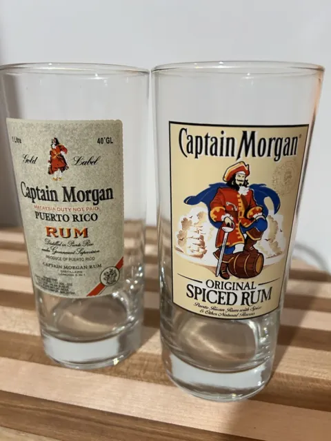 Set Of 2 Captain Morgan Rum Official Bar Crew Gear 15 oz High Ball Glass