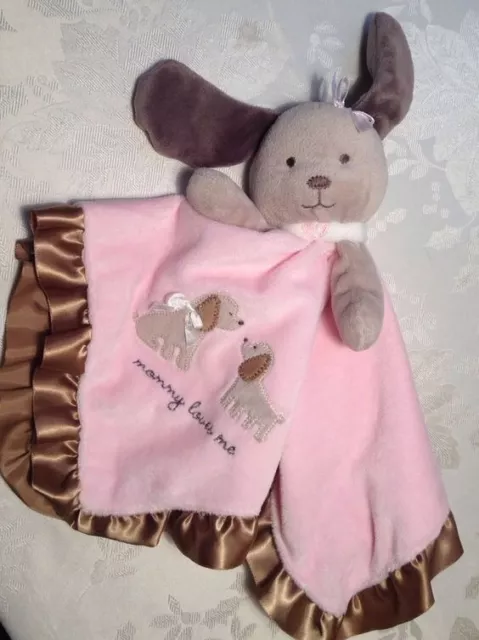 Carters OS Doggy Security Blanket Pink Soft Plush/Satin "Mommy Loves Me"