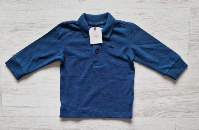 NÄCHSTES Baby Jungen 9-12 Minuten Poloshirt brandneu mit Etikett H80 cm blau