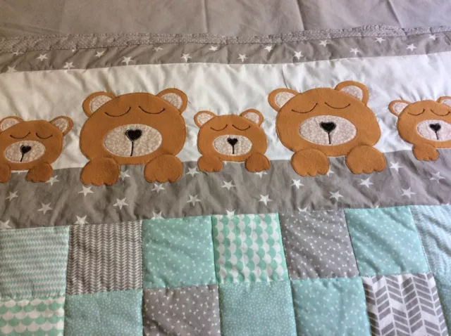 handmade patchwork and appliqué baby quilt 3