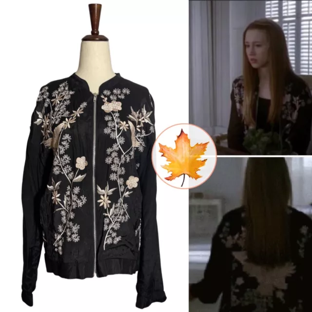 TOPSHOP Chinoiserie Embroidered Satin Bomber Jacket US 8 UK 12 ASO Zoe Benson