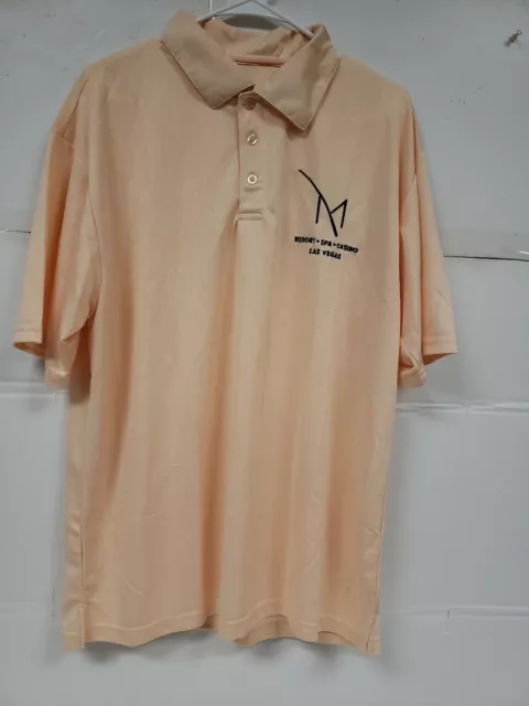 Resort Spa & Casino Las Vegas Mens Short Sleeve Peach Polo Shirt XL NWOT