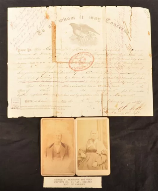 Antique 1863 Civil War George W. Morrison Co. G 1st Indiana Cavalry Discharge Antique 1863 Civil War George W. Morrison Co. G 1st Indiana Cavalry Discharge