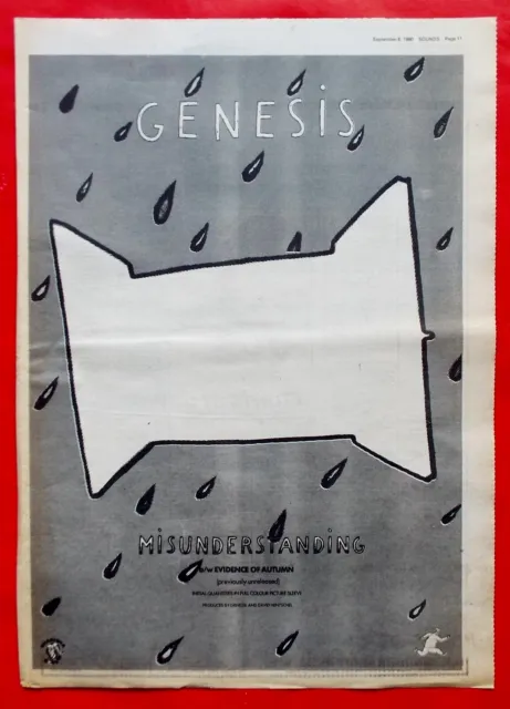 GENESIS MISUNDERSTANDING POSTER ADVERT SOUNDS MAGAZINE 1980 31 cm x 42.5 cm