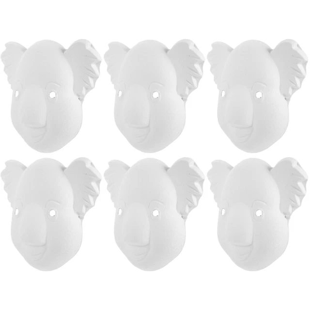 6 Pcs Hand Drawn Animal Mask White Plain Masks Unpainted Paper Kids Craft Kits