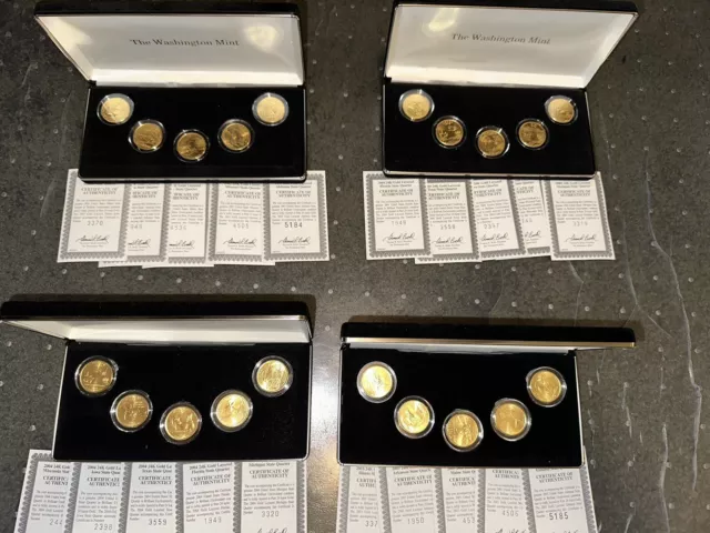 1999 Complete Set Of 24kt. Gold Plated State Quarters with certificates