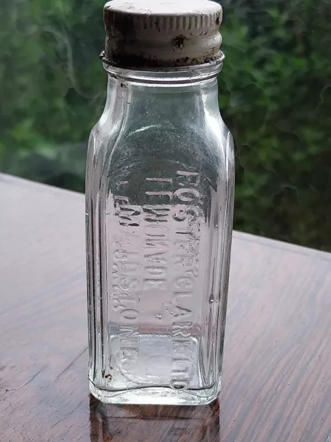 Vintage Oster Clarke Ltd Eiffel Tower Lemonade Crystals Clear Glass Bottle & Lid