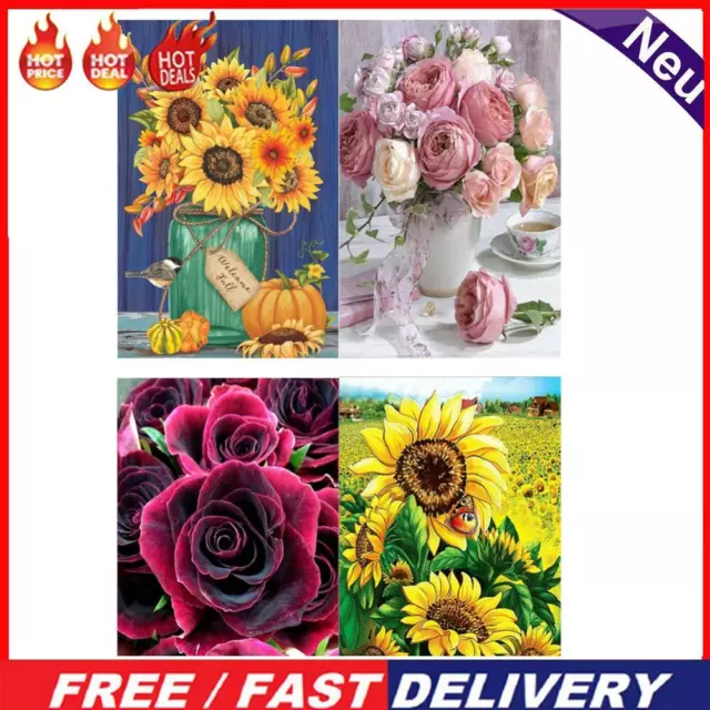 Cross Stitch Kit 14CT Stamped 46x36cm Flowers Needlework Embroidery Wall Decor