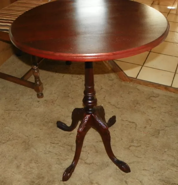 Round Solid Walnut Carved Lamp Table  (T30)