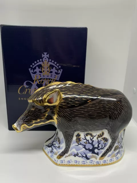 Royal Crown Derby Large The Wild Boar - signed Hugh Gibson