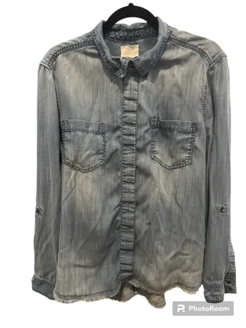 caslon nordstrom Soft chambray blue Xl blouse shirt womens