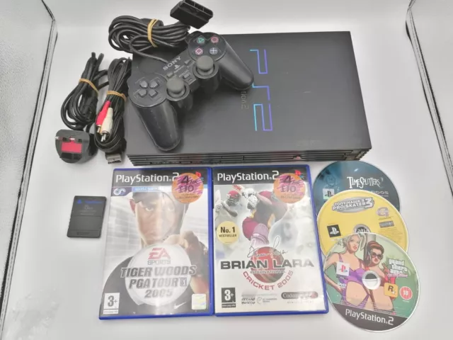 PS2 SONY PLAYSTATION 2 Console 5 Games Controller Cables