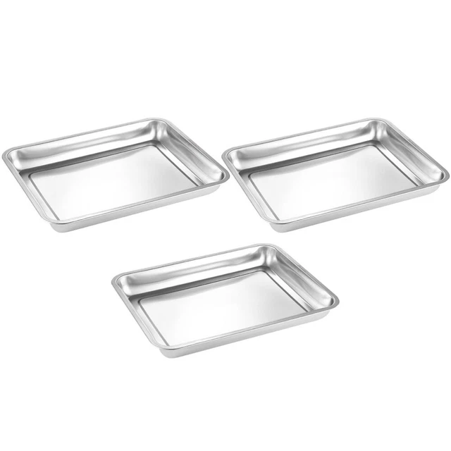 3 piezas placas de acero inoxidable placa para servir alimentos horno placa para hornear práctica