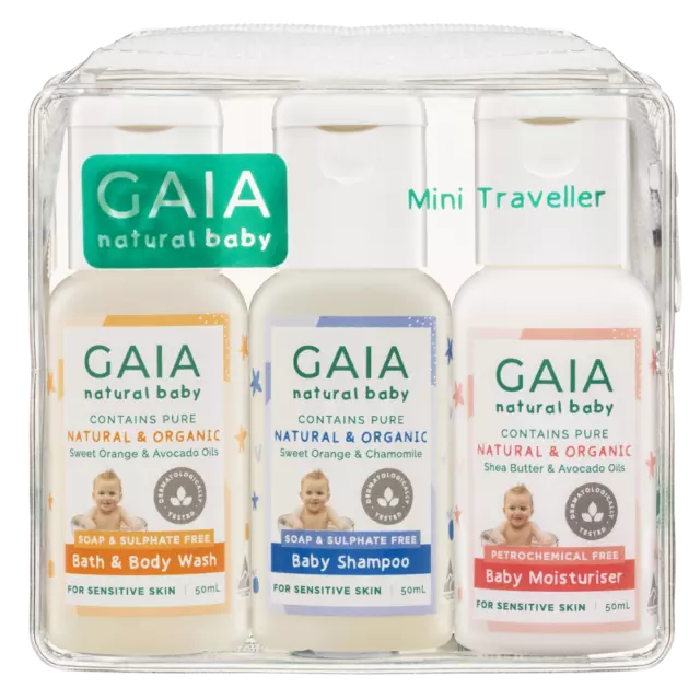 Gaia Natural Baby Mini Traveller 50mL Refillable Bottles Natural Organic 3 Pack