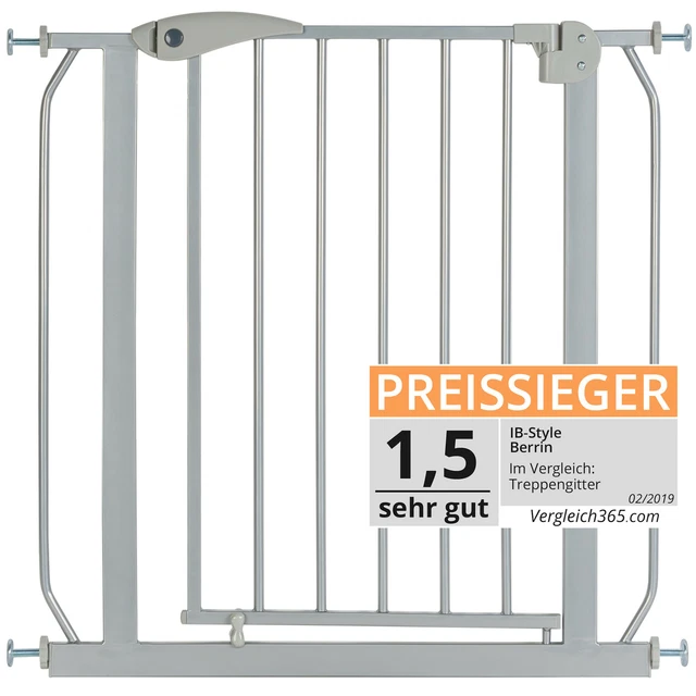 ib style® - BERRIN SILBER Treppengitter Treppenschutzgitter Türgitter Absperrung