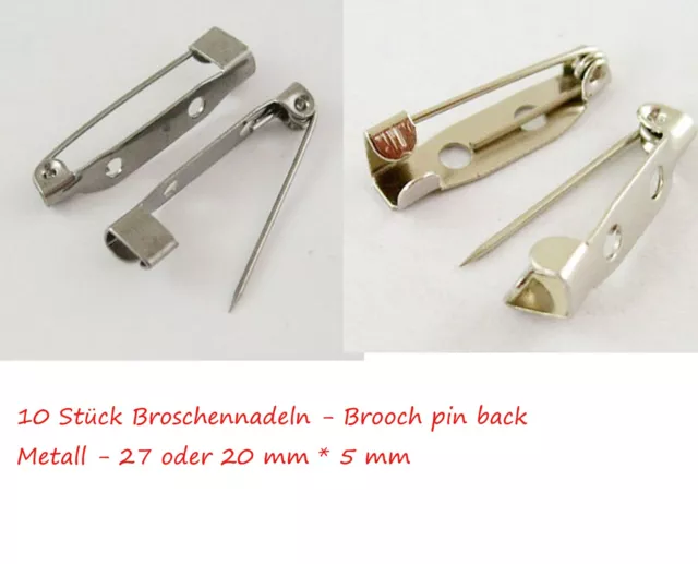 10 20 Broschennadeln Anstecknadeln Brooch pin Brooch back Schmucknadeln Nadeln