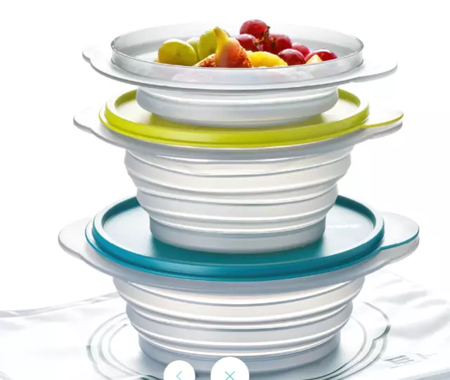 Tupperware Go Flex Bowl Set of 3 2 x 700ml 1 x 950ml Kitchen or on The Go New 3