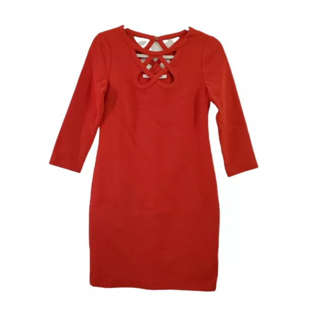 Diane von Furstenberg Carmen Dress 0 Poppy Red Sheath Cut-out Neck DVF