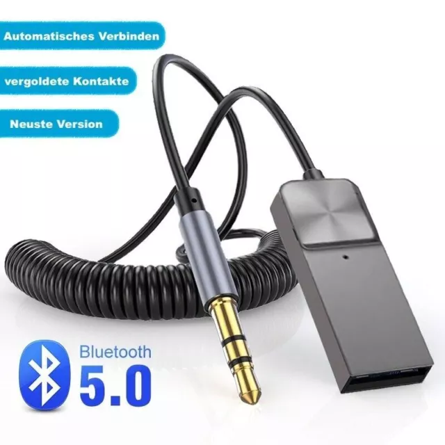 Bluetooth 5.0 Empfänger Adapter 3.5mm Jack AUX Auto Audio Stereo USB KFZ.