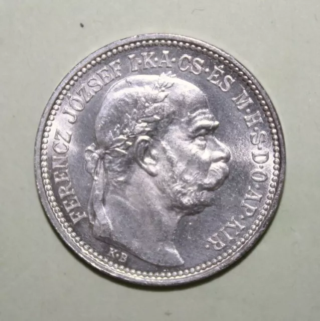 A4 - Hungary 1 Korona 1914-KB Brilliant Uncirculated Silver Coin - Franz Josef I