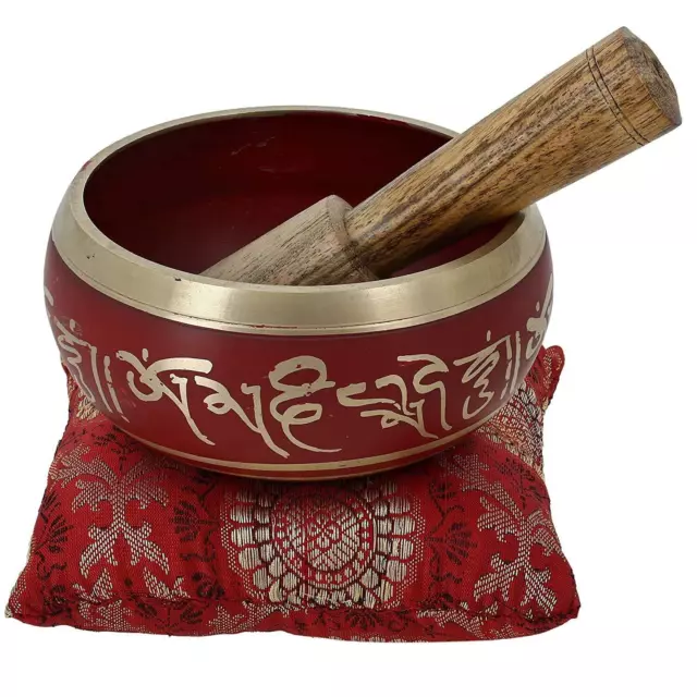 Cantando Bol Budista Tibetano Plegaria Instrumento con Madera Adhesivo & Cojín